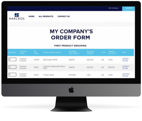 Harcros Chemicals ecommerce - mockup